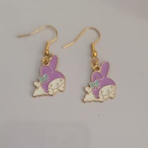 Purple‎ and Gold Bunny Earrings